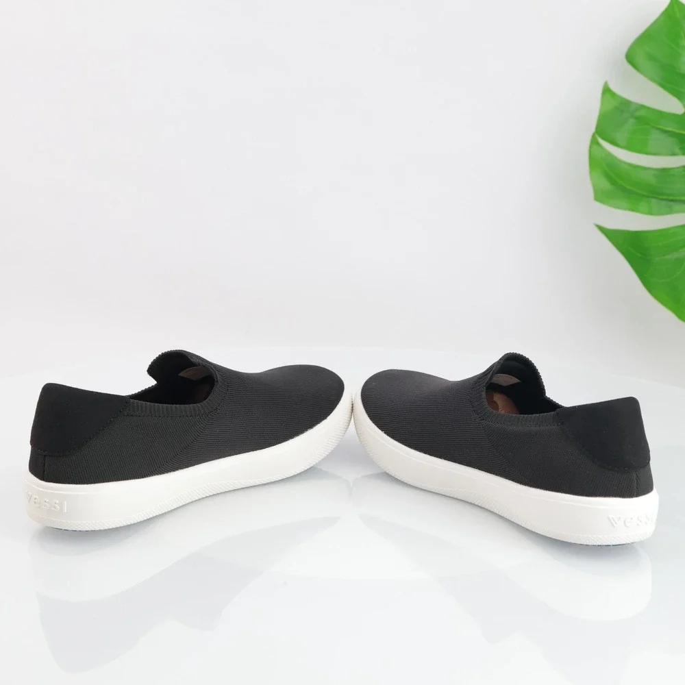 Vessi Womens Boardwalk Slip-On Sneakers Size 10 Waterproof Black Comfort Shoes